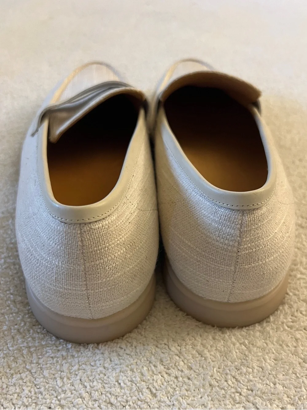Thom Wills A1555 Woven Leather Loafers Cream Men’s Size 9